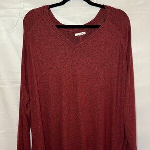 Maurice's Women's Knit High Low V-Neck Sweater Long Sleeve Burgundy Size XXL